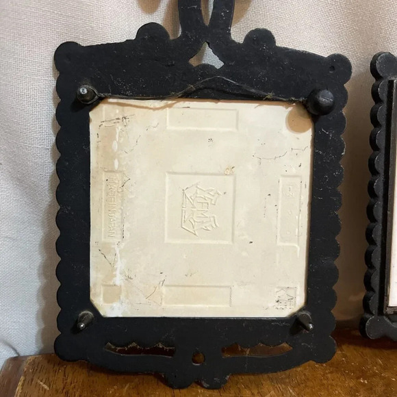 1970's Japan Wall Tile Trivet Cast Iron "Thank‎ You" Prayer Set Antique Vintage - Picture 4 of 8